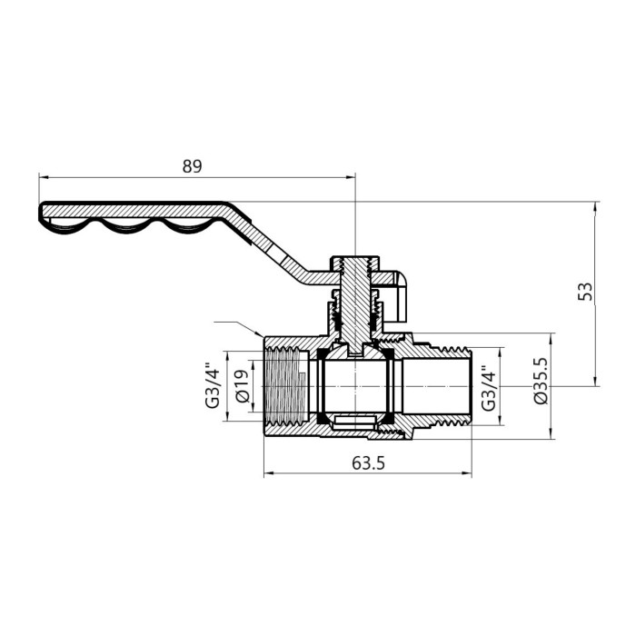 Кран кульовий Thermo Alliance Standart 3/4" ВЗ для газу (важіль) SD605NG20PN40 Кран кульовий Thermo Alliance Standart 3/4" ВЗ для газу (важіль) SD605NG20PN40