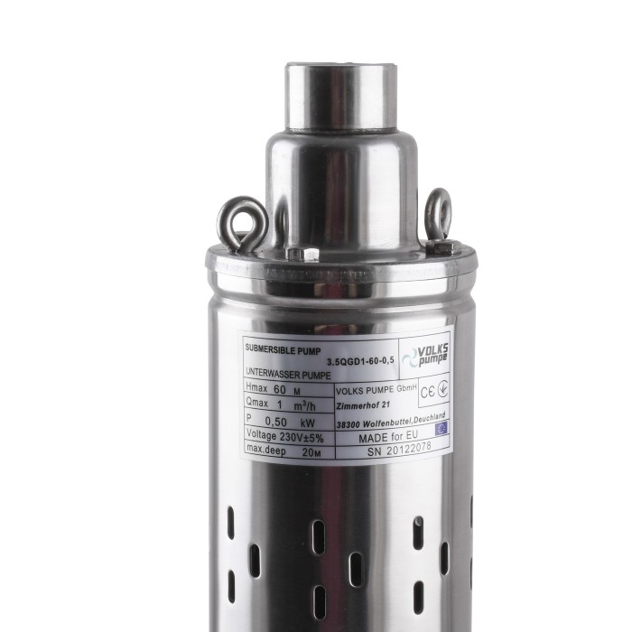 Насос свердловинний шнековий VOLKS pumpe 3,5 QGD 1-60-0,5кВт 3,5 дюйми + кабель 15м Насос свердловинний шнековий VOLKS pumpe 3,5 QGD 1-60-0,5кВт 3,5 дюйми + кабель 15м
