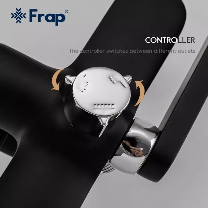 Душева система Frap F2449-6, поворотний вилив - перемикач на лійку, 3 режими, чорний/хром Душева система Frap F2449-6, поворотний вилив - перемикач на лійку, 3 режими, чорний/хром
