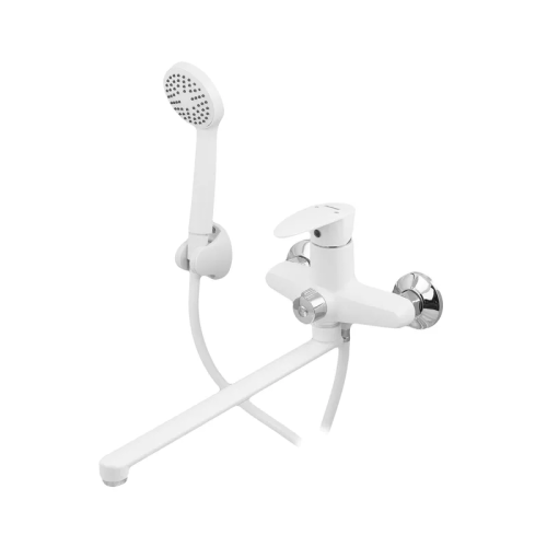 Змішувач для ванни Plamix Cezar-006 EURO SET White (з шлангом, лійкою та кронштейном) (PM0666)