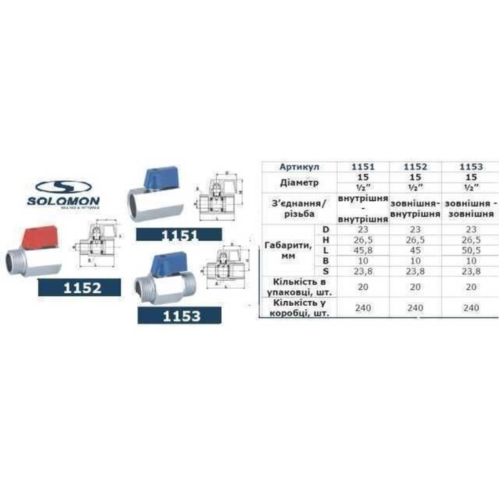 Кран кульовий міні SOLOMON 1/2″ ЗЗ NV-3161 (2шт. в упак.) Кран кульовий міні SOLOMON 1/2″ ЗЗ NV-3161 (2шт. в упак.)