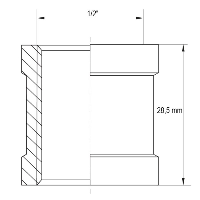 З'єднувальна муфта Koer KF.C06.WN - 1/2'' (Без нікелю) (KR3025) З'єднувальна муфта Koer KF.C06.WN - 1/2'' (Без нікелю) (KR3025)