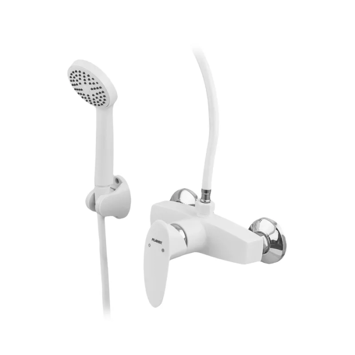 Змішувач для душової кабіни Plamix Cezar-003 SET White (з шлангом, лійкою та кронштейном) (PM0665) Змішувач для душової кабіни Plamix Cezar-003 SET White (з шлангом, лійкою та кронштейном) (PM0665)