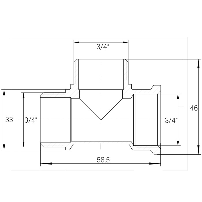 Трійник 3/4″ВЗЗ нікельований NT445S OPTIMUM Трійник 3/4″ВЗЗ нікельований NT445S OPTIMUM