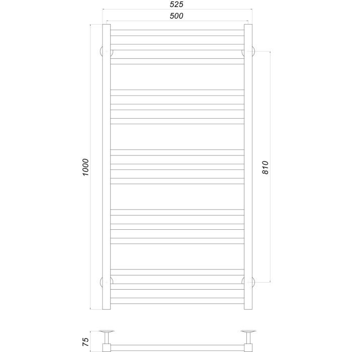 Рушникосушарка UNIO MS W 1000-500-15 BLK Модена вода чорна