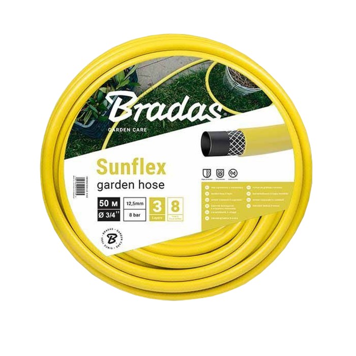 Шланг для поливу SUNFLEX 3/4″ - 50м Bradas Польща жовтий WMS3/450 Шланг для поливу SUNFLEX 3/4″ - 50м Bradas Польща жовтий WMS3/450