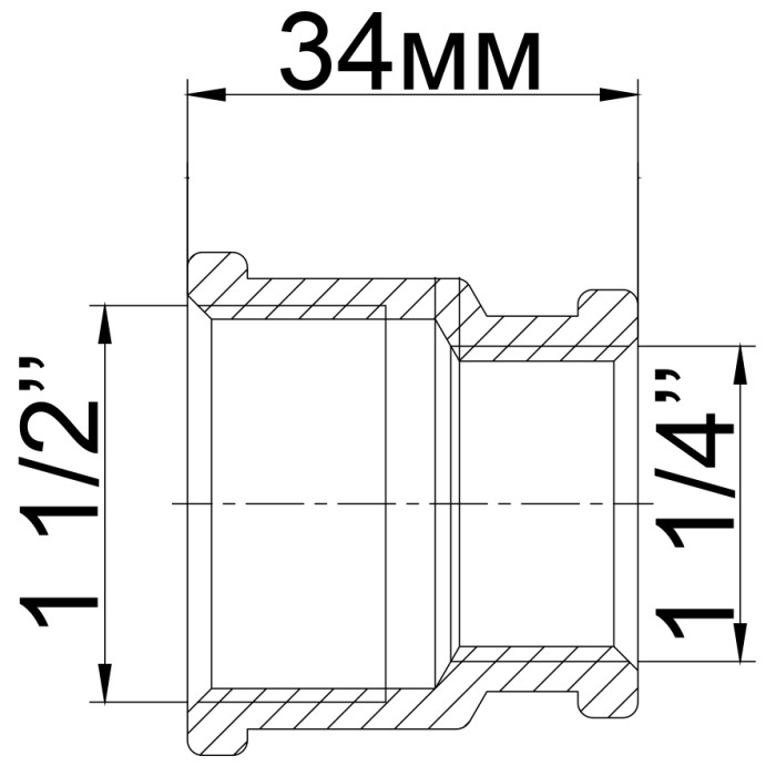Муфта редукційна 1 1/2″х1 1/4″ВВ латунна 307-1Б