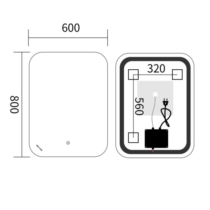 Дзеркало Mixxus Premium DIVERSE MR15-80x60-Reverse з Led Touch, Anti-fog, димером (3-6,5kK) (MP6638)