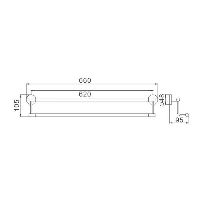 Рушникотримач (2 планки) 550 мм Haiba HB1709 (HB0717) Рушникотримач (2 планки) 550 мм Haiba HB1709 (HB0717)