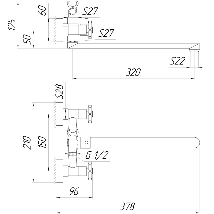 Змішувач для ванни Globus Lux DUKAT SD4-208 Змішувач для ванни Globus Lux DUKAT SD4-208