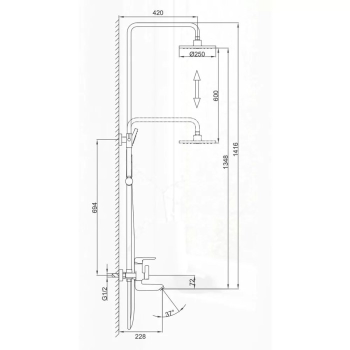 Душова система Frap F2417-6, вилив, лійка 3-функції Душова система Frap F2417-6, вилив, лійка 3-функції