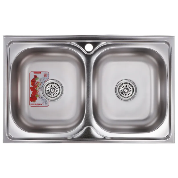 Мийка кухонна ZERIX Z8050D-08-180E DOUBLE (satin) (ZM0569) Мийка кухонна ZERIX Z8050D-08-180E DOUBLE (satin) (ZM0569)