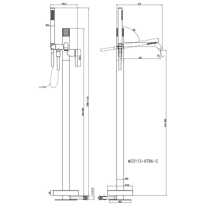 Змішувач для ванни TOPAZ LOFT TLF 32113R-H39-C Змішувач для ванни TOPAZ LOFT TLF 32113R-H39-C