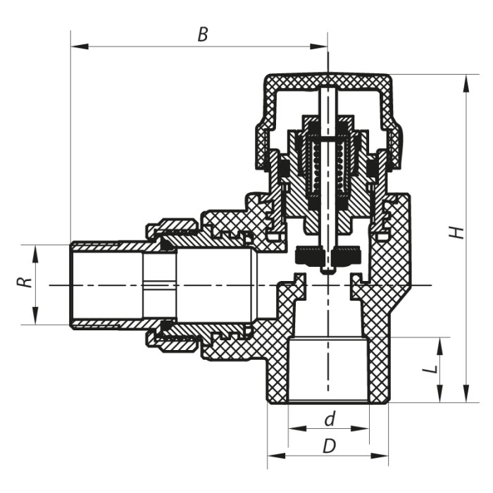 Кран термостатичний кутовий PPR 25x3/4 Koer K0150.PRO (KP0190) Кран термостатичний кутовий PPR 25x3/4 Koer K0150.PRO (KP0190)