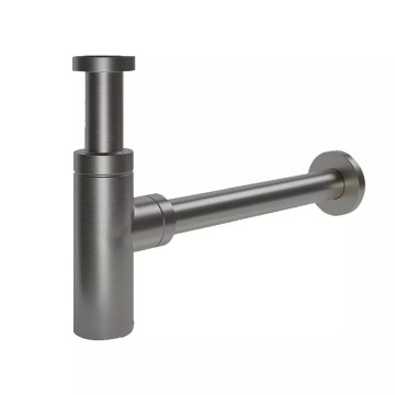 F82-9 сифон для раковини вихід у стіну, гайка 1 1/4" (коробка)  (сірий Gungrey) {20/1}