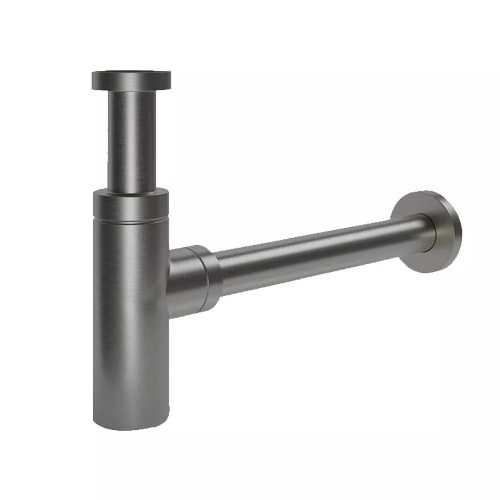 F82-9 сифон для раковини вихід у стіну, гайка 1 1/4" (коробка)  (сірий Gungrey) {20/1}