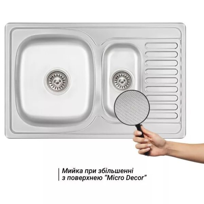 Кухонна мийка WEZER 7850(08) Deсоr 780x500x180 мм + сифон Кухонна мийка WEZER 7850(08) Deсоr 780x500x180 мм + сифон
