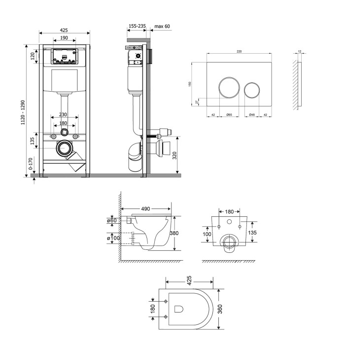 Готове рішення Qtap для ванної кімнати: підвісний унітаз Taurus Ultra Quiet 485×360×350 + комплект інсталяції Nest 4 в 1 (кругла клавіша Matt Black) Готове рішення Qtap для ванної кімнати: підвісний унітаз Taurus Ultra Quiet 485×360×350 + комплект інсталяції Nest 4 в 1 (кругла клавіша Matt Black)