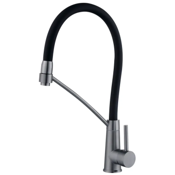Змішувач для кухні з силіконовим виливом Zerix FUL-017 Graphite Refl.Black з нерж. сталі SUS304 (кол.графіт) (ZX5995)