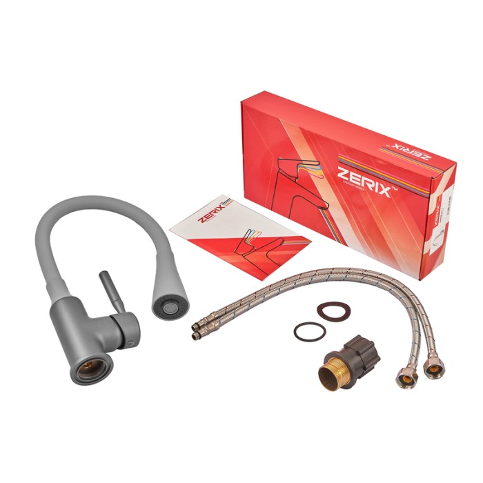 Змішувач для кухні Zerix Atrium-011-T Graphite Refl.Gray (Колір графіт+силік.вилив сірий) (ZX6107) Змішувач для кухні Zerix Atrium-011-T Graphite Refl.Gray (Колір графіт+силік.вилив сірий) (ZX6107)