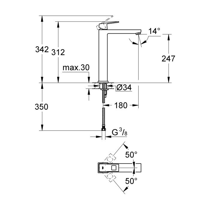 Змішувач на стільницю для раковини XL-розміру Grohe Eurocube (23406000) Змішувач на стільницю для раковини XL-розміру Grohe Eurocube (23406000)