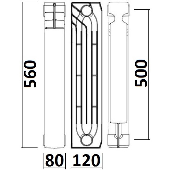 Радіатор біметалевий секційний QUEEN THERM 500/120 (кратно 10) Радіатор біметалевий секційний QUEEN THERM 500/120 (кратно 10)