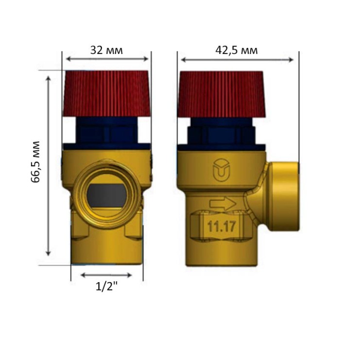 Клапан запобіжний Roho R2000-030 - 1/2" ВВ (3 бар) (RO0169) Клапан запобіжний Roho R2000-030 - 1/2" ВВ (3 бар) (RO0169)