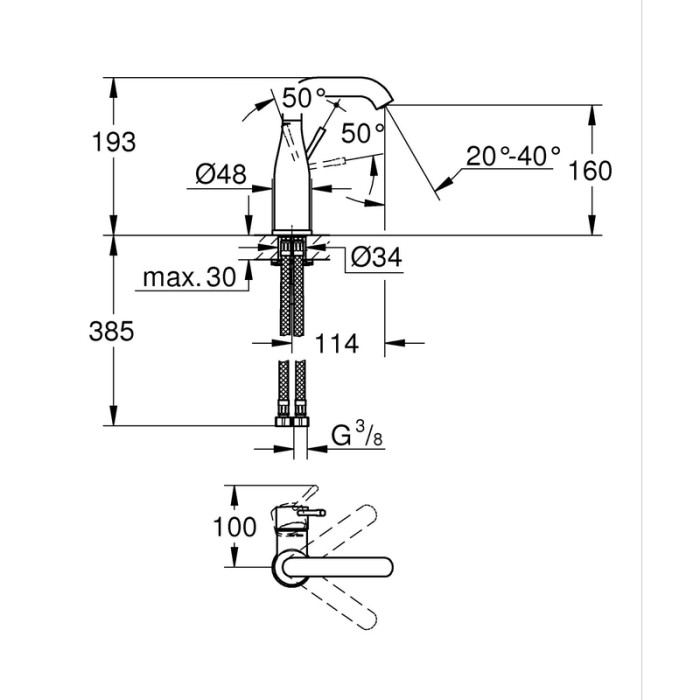 Змішувач одноважільний для раковини M-Size Grohe Essence (24176KF1) Змішувач одноважільний для раковини M-Size Grohe Essence (24176KF1)