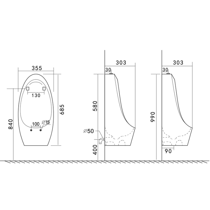 Пісуар підвісний Mixxus Premium BEVEL-1004 340x305x685mm з краном для пісуара (MP6663) Пісуар підвісний Mixxus Premium BEVEL-1004 340x305x685mm з краном для пісуара (MP6663)