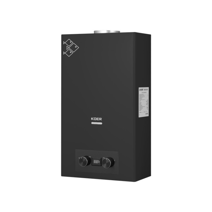 Газова колонка Koer KWH.G0110 BLACK димохідна 10 л/хв, колір чорний (KR5554) Газова колонка Koer KWH.G0110 BLACK димохідна 10 л/хв, колір чорний (KR5554)