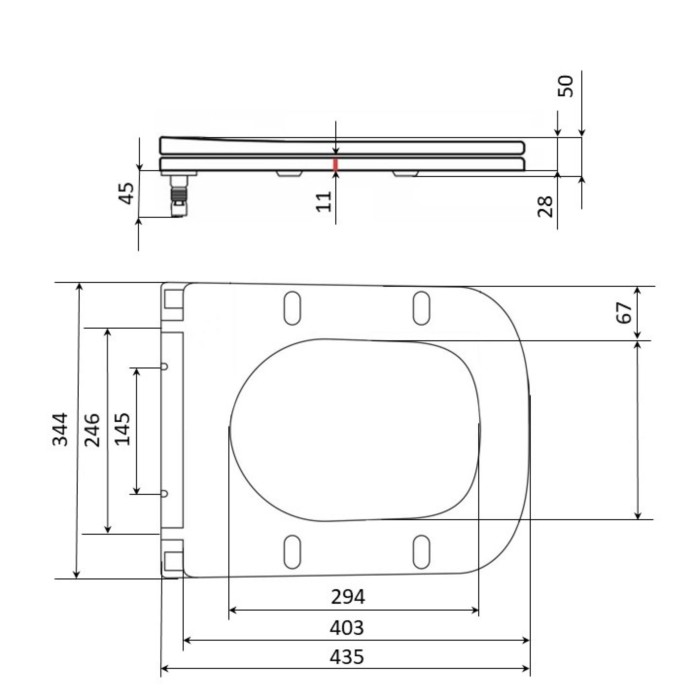Сидіння для унітаза (Tern 490) 435x344x50 мм, Matt Black, з мікроліфтом, Slim Duroplast, Quick Release QTSC179MB47354 Qtap