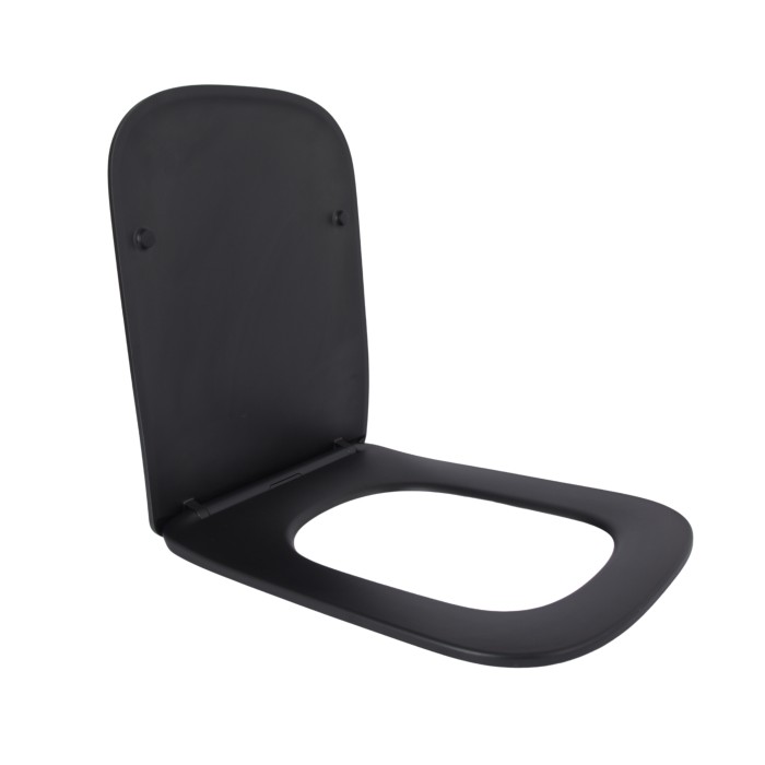 Сидіння для унітаза (Tern 490) 435x344x50 мм, Matt Black, з мікроліфтом, Slim Duroplast, Quick Release QTSC179MB47354 Qtap