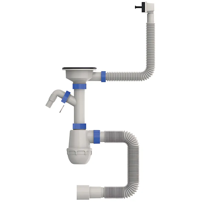 Сифон для кухні Mixxus SK-05-BL 3 1/2"x40 з пластиковою сіткою, відведенням для пральної машини, гнучким прямок. переливом (MI8192) Сифон для кухні Mixxus SK-05-BL 3 1/2"x40 з пластиковою сіткою, відведенням для пральної машини, гнучким прямок. переливом (MI8192)