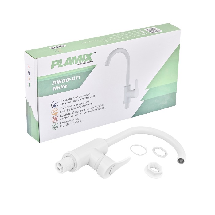Змішувач для кухні Plamix Diego-011 White (без підведення) (PM0657) Змішувач для кухні Plamix Diego-011 White (без підведення) (PM0657)