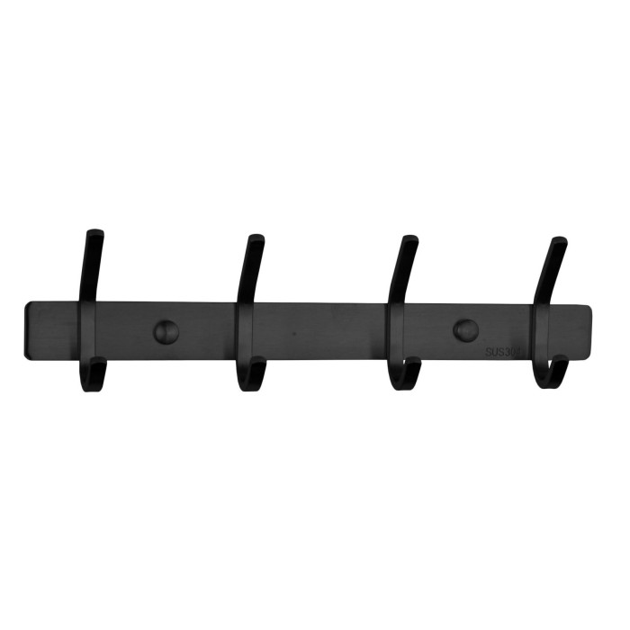 Планка з гачками Globus Lux BQ9435-4 чорна матова SUS304 Планка з гачками Globus Lux BQ9435-4 чорна матова SUS304