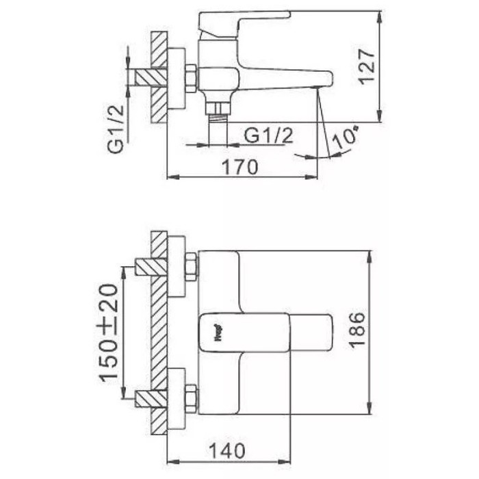 Змішувач для ванни Frap F3260, хром Змішувач для ванни Frap F3260, хром