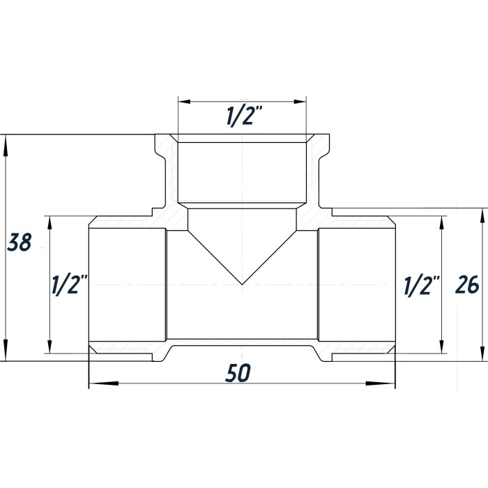 Трійник 1/2″ЗВЗ нікельований NT337S OPTIMUM Трійник 1/2″ЗВЗ нікельований NT337S OPTIMUM