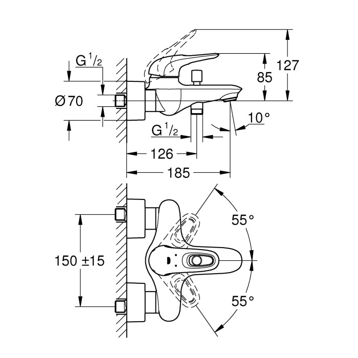 Змішувач для ванни Grohe Eurostyle (33591LS3) Змішувач для ванни Grohe Eurostyle (33591LS3)