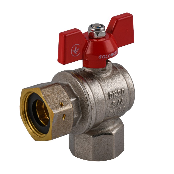 Кран кульовий кутовий з накидною гайкою SOLOMON 3/4″ ВВ PN40 (V3003-S) Кран кульовий кутовий з накидною гайкою SOLOMON 3/4″ ВВ PN40 (V3003-S)
