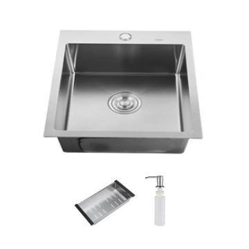 ID 5050 мийка одинар.500x500x215мм, (3.0/0.8мм),SUS 304 сифон, дозатор, кошик, Satin {1/1}