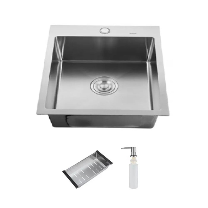 ID 5050 мийка одинар.500x500x215мм, (3.0/0.8мм),SUS 304 сифон, дозатор, кошик, Satin {1/1} ID 5050 мийка одинар.500x500x215мм, (3.0/0.8мм),SUS 304 сифон, дозатор, кошик, Satin {1/1}