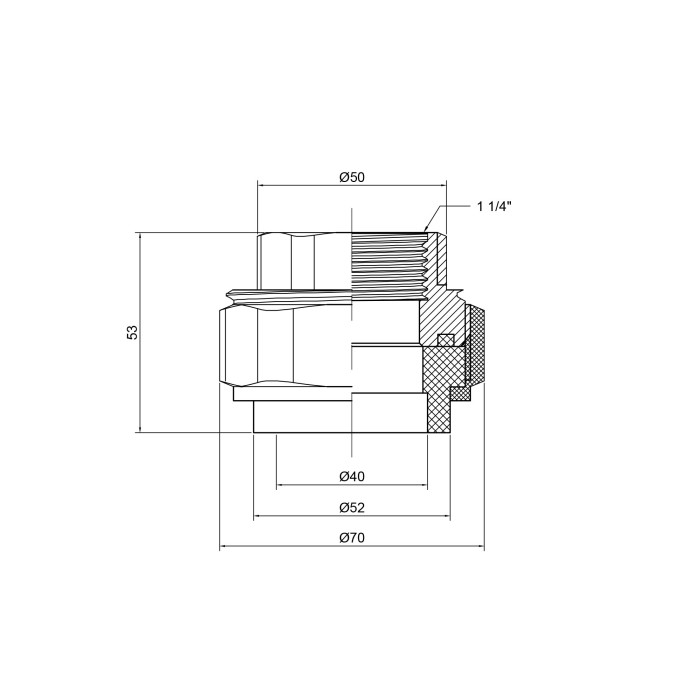 Згін "Американка" PPR Thermo Alliance 40х1" 1/4 ВР Згін "Американка" PPR Thermo Alliance 40х1" 1/4 ВР