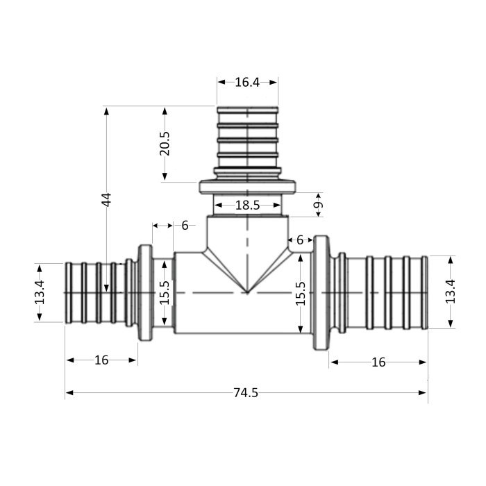 Трійник натяжний Icma №1039 d16х20х16 851039BOGWBO05 Трійник натяжний Icma №1039 d16х20х16 851039BOGWBO05