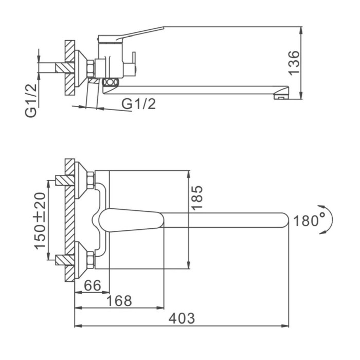 Змішувач для ванни Frap F2245, білий/хром Змішувач для ванни Frap F2245, білий/хром