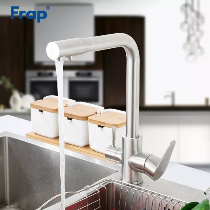 Змішувач для кухні на дві води Frap F4348, сатин Змішувач для кухні на дві води Frap F4348, сатин