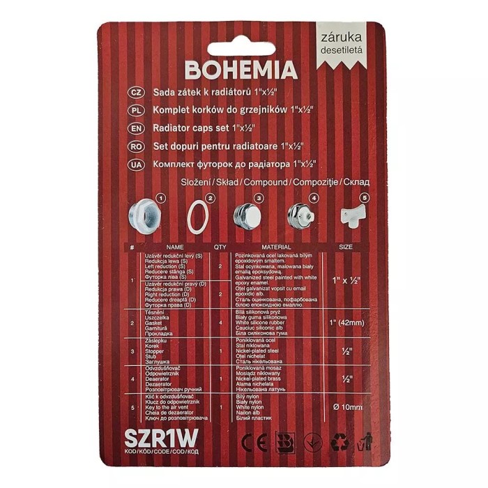 Комплект футорок 1"х1/2" до радіаторів BOHEMIA {25} Комплект футорок 1"х1/2" до радіаторів BOHEMIA {25}