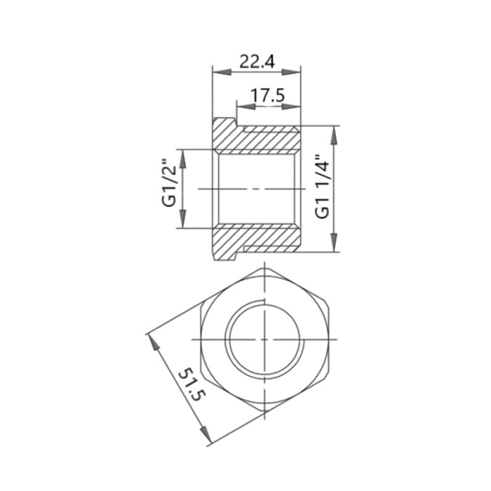 Футорка чавунна радіаторна 1" 1/4х1/2" ВЗ ліва Футорка чавунна радіаторна 1" 1/4х1/2" ВЗ ліва