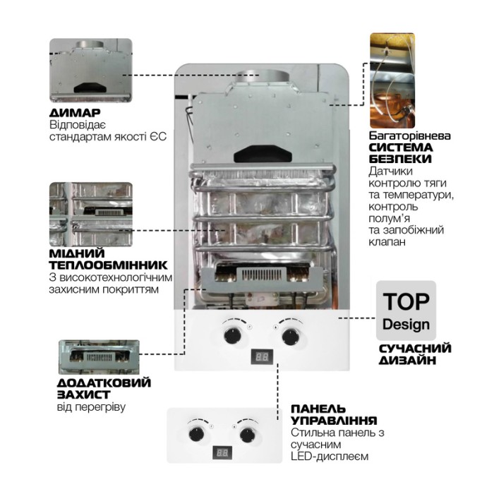 Газова колонка MIXXUS GWH-0110 BASIC WHITE димохідна 10 л/хв (колір білий) (WH0022) Газова колонка MIXXUS GWH-0110 BASIC WHITE димохідна 10 л/хв (колір білий) (WH0022)