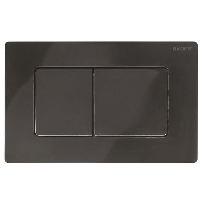 Панель змиву Koer KT-0602-16 240x160x10mm пластикова, кнопка квадратна (колір чорний глянцевий) (KR5182)