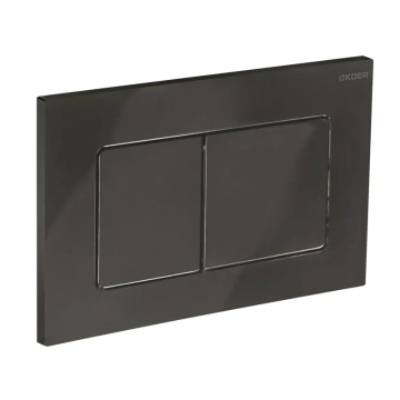 Панель змиву Koer KT-0602-16 240x160x10mm пластикова, кнопка квадратна (колір чорний глянцевий) (KR5182)